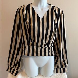 Striped Black and Cream Women's Top